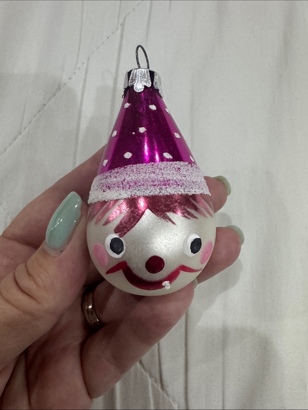 Vintage Poland Hot Punk Glass Ornament Clown